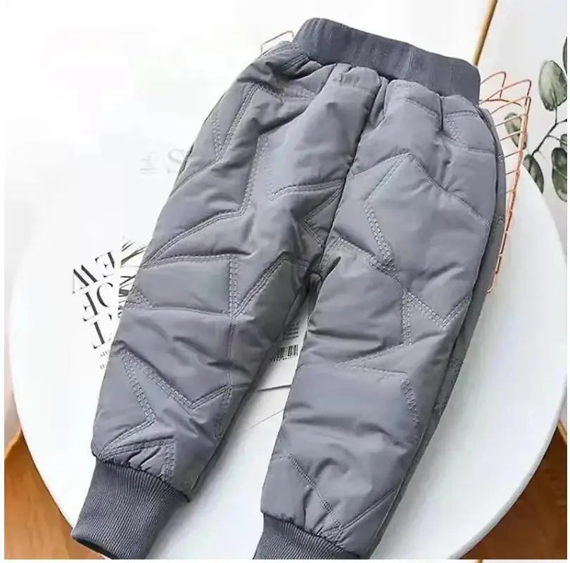 Baby Kids Thick Cotton Ski Pants Boys Girls Winter Plus Velvet Warm Trousers Toddle Waterproof Outdoor Pants For 1-6 Years Old