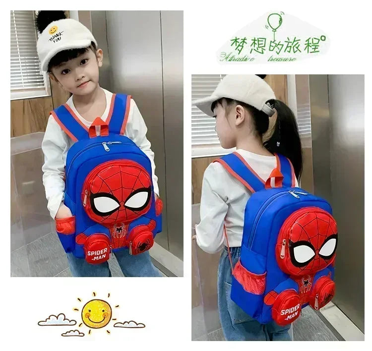 Spiderman Backpacks Super Heroes Student School Bag Cartoon 3d Stereo Kindergarten Backpack Children's Travel Bag Birthday Gift