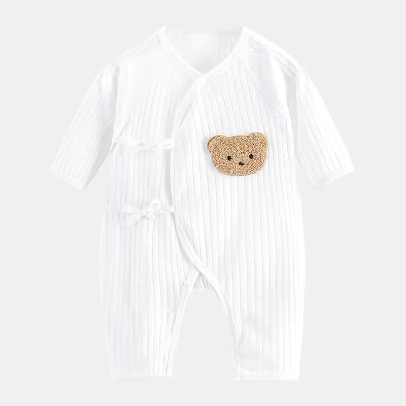 All Seasons Newborn Baby Boy Girl Romper 100% Pure Cotton Soft Cartoon Bear Bodysuit with Hat