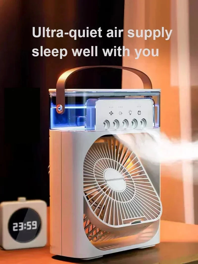 New 3 In 1 Fan AIr Conditioner Household Mini Air Cooler LED Night Light Portable Humidifier Air Adjustment Fan Office Home Fan