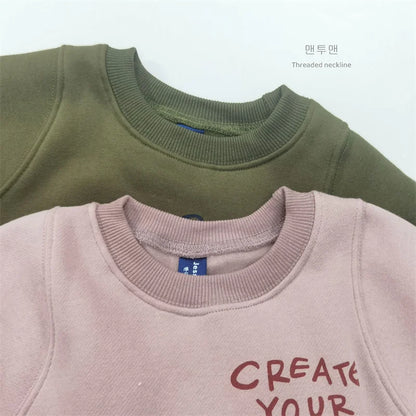 Children Casual Sweatshirts Unisex Trends Pullovers Boys Girls Vintage Streetwear Tracksuit 1-6Y Kids Letter Fashion Hoodies