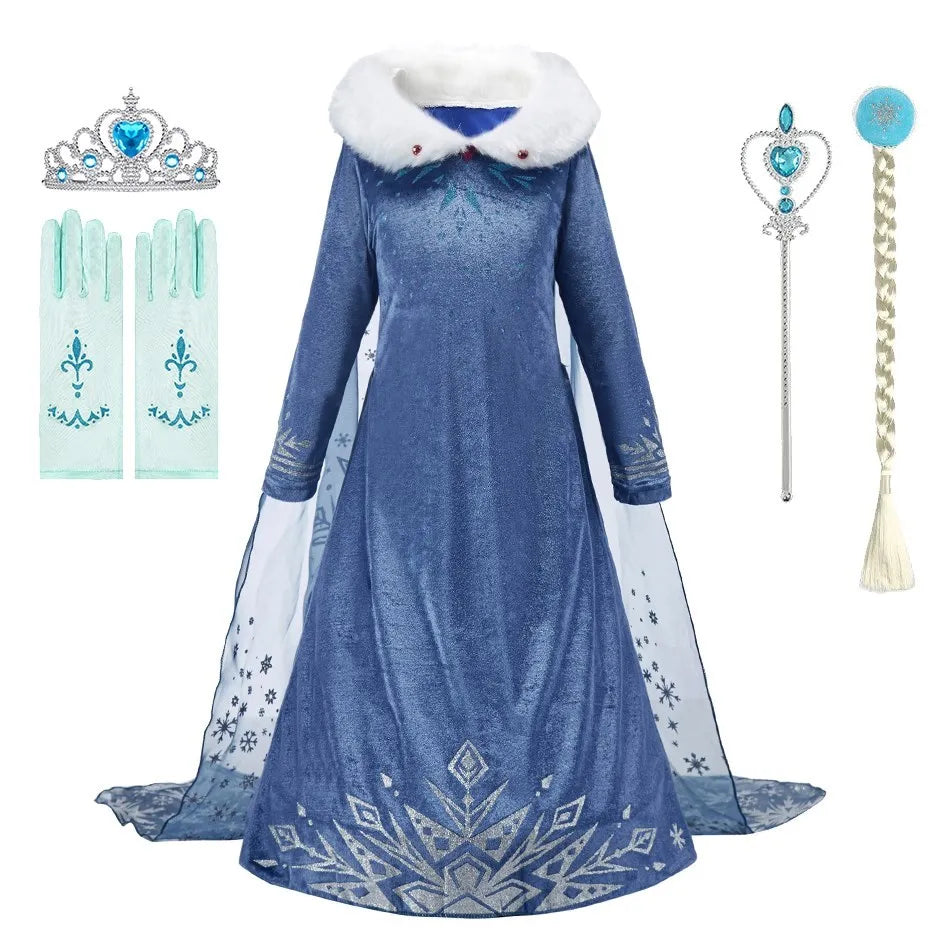 Baby Princess Dress Girls Elsa Anna Birthday Floral Costume Kids Cosplay Evening Long Sleeve Clothes Snow Queen Wedding Fantasy