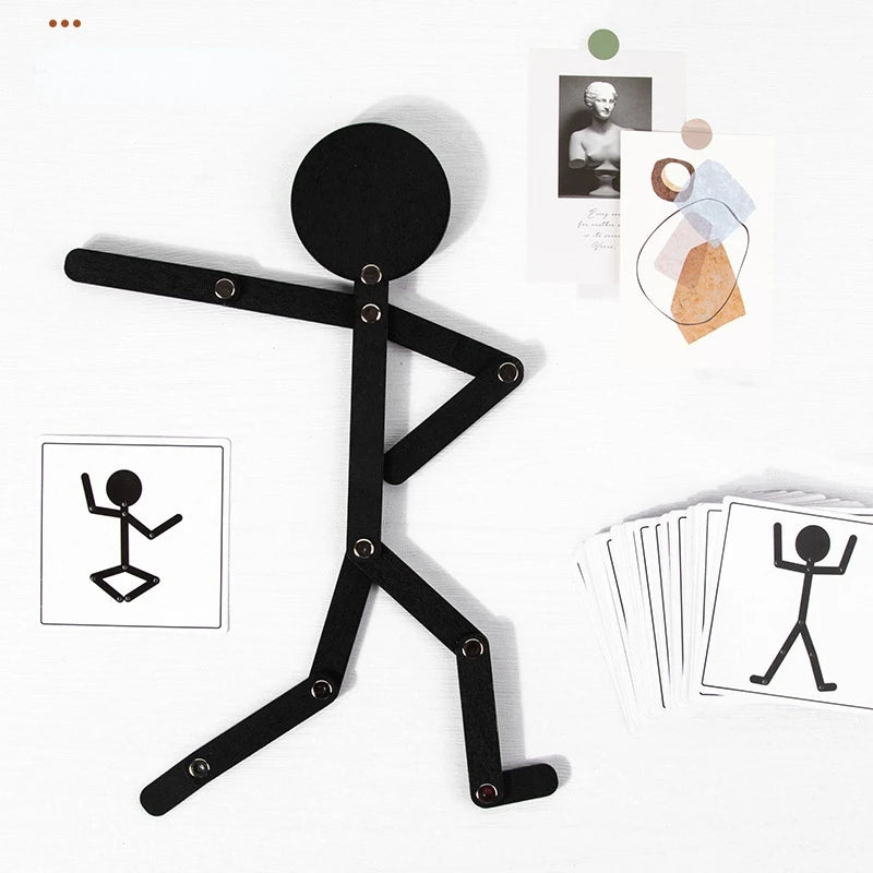 Kids Montessori Educational Wooden Stick Men Puzzle Kids Hand Skill Fine Motor Training Assemble Toys For Party Game