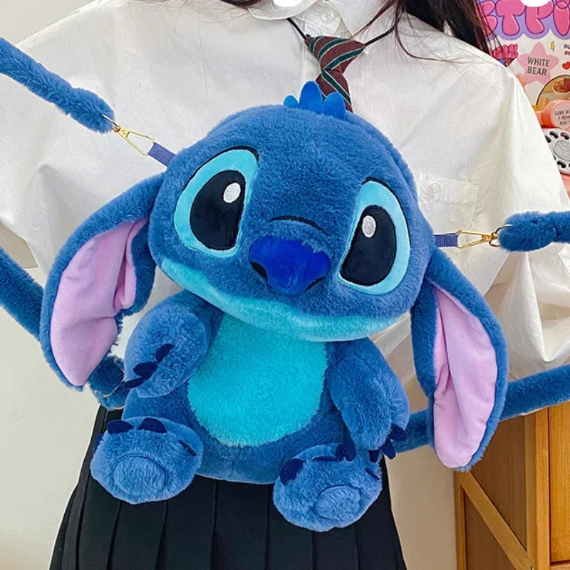 Kawaii Disney Stitch Bag Plush Backpack Bagpack Double Shoulder Crossbody Bag Storage Pouch Plushie Anime Toy Gift for Girls