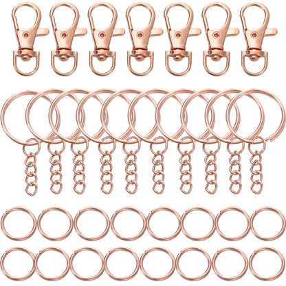 70Pcs/Set Swivel Snap Hook and Key Rings with Chain Jump Rings Connectors for DIY Keychain Lanyard Jewelry Making Supplies