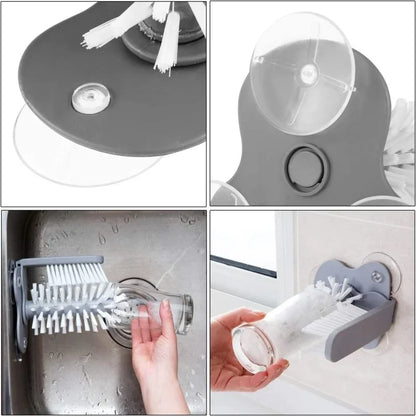 Practical Sink 2-in-1 Scrubber Glass Bottles Brush Suction Cup without dead ends Cleaning Brushes Kitchen Accessories Gadgets