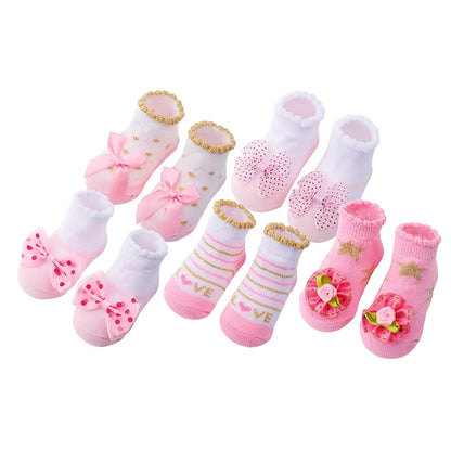 Kids Children's Socks for Girls Boys Non-slip Print Cotton Toddler Baby Christmas Socks for Newborns Infant Short Socks Clothing