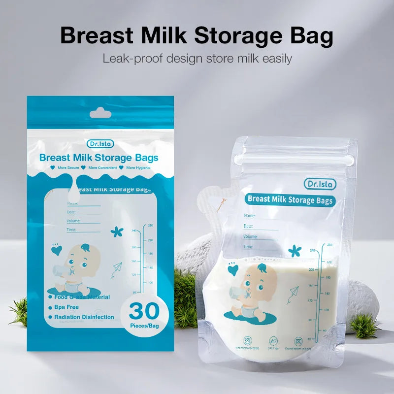 30Pcs 150/250ML Breast Milk Storage Bag Disposable Small Capacity Frozen Milk Storage Bag BPA Free