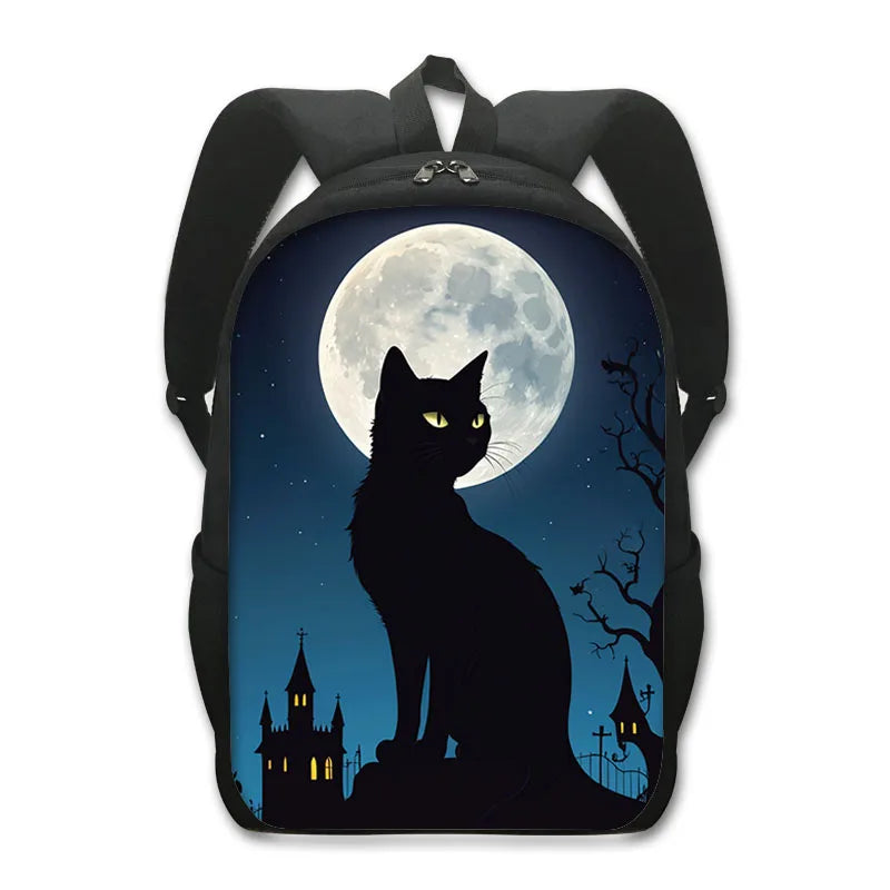 Moon Black Cat Print Backpacks Witchcraft Cat Starry Sky Teenager Daypack for Travel Storage Backpack Laptop Bags School Bag