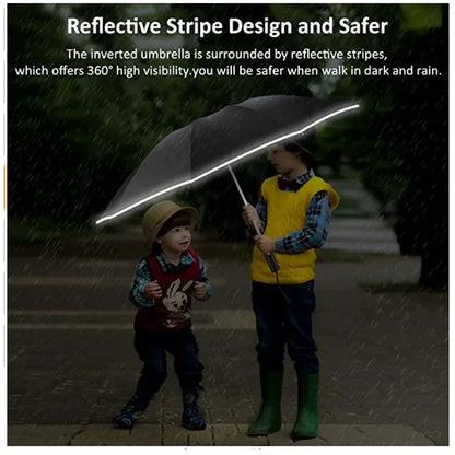 Men Women Umbrella  Fully Automatic Reverse Folding Umbrella with Windproof Reflective Stripe UV Umbrellas