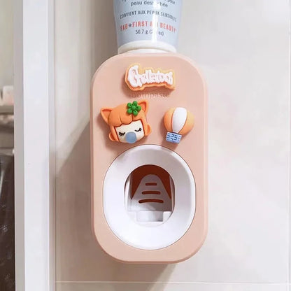 Automatic Kids Toothpaste Dispenser Toothpaste Squeezer for Children Household Cartoon Toothbrush Holder Bathroom Accessories