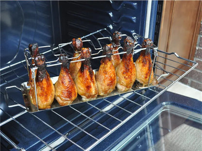 BBQ Stainless Steel Barbecue Chicken Wing and Leg Rack Beef Chicken Wing Leg Grill Barbecue Cooking Drumstick Oven Roaster Stand