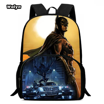 Cartoon Super Hero B-BatmanS LOGO Child Backpack,Shoulder Bag,Pencil Bag for 4-8 Years Old Anime School Bag for BoyGirl BestGift