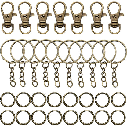 70Pcs/Set Swivel Snap Hook and Key Rings with Chain Jump Rings Connectors for DIY Keychain Lanyard Jewelry Making Supplies