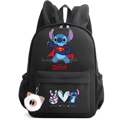 Hot Disney Lilo Stitch Backpack for Girls Boys Student Teenager Rucksack Women Casual School Bags Travel Rabbit Ears Mochila