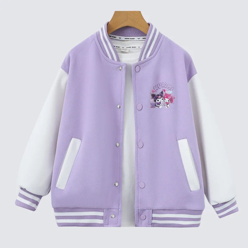 Sanrio Girls Boys Cartoon Kuromi Jacket Children Teen Coats Spring Autumn Kids Single breasted Jackets Casual Sports Outerwear