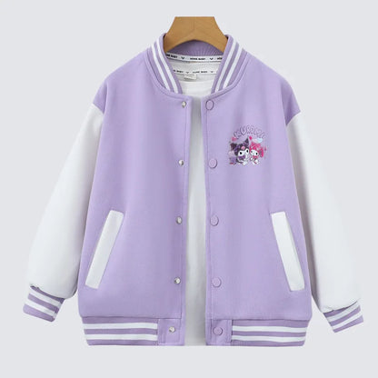 Sanrio Girls Boys Cartoon Kuromi Jacket Children Teen Coats Spring Autumn Kids Single breasted Jackets Casual Sports Outerwear