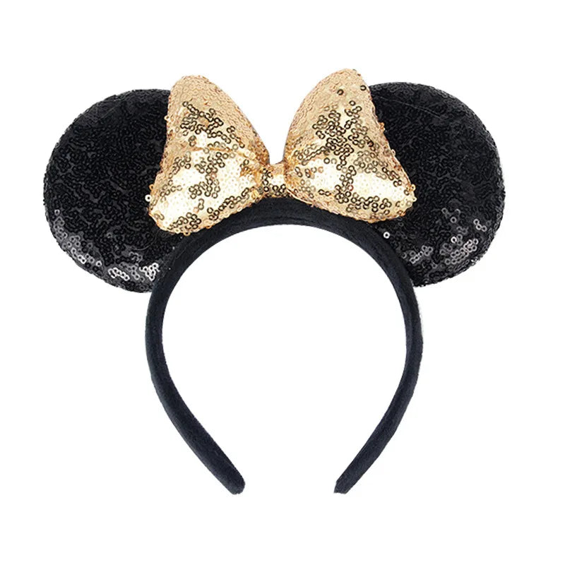 Minnie Mouse Ears Headband Big Size Sequin Bow Women Party Girl Hairband Hot Festival Disney Park Trip DIY Hair Accessories