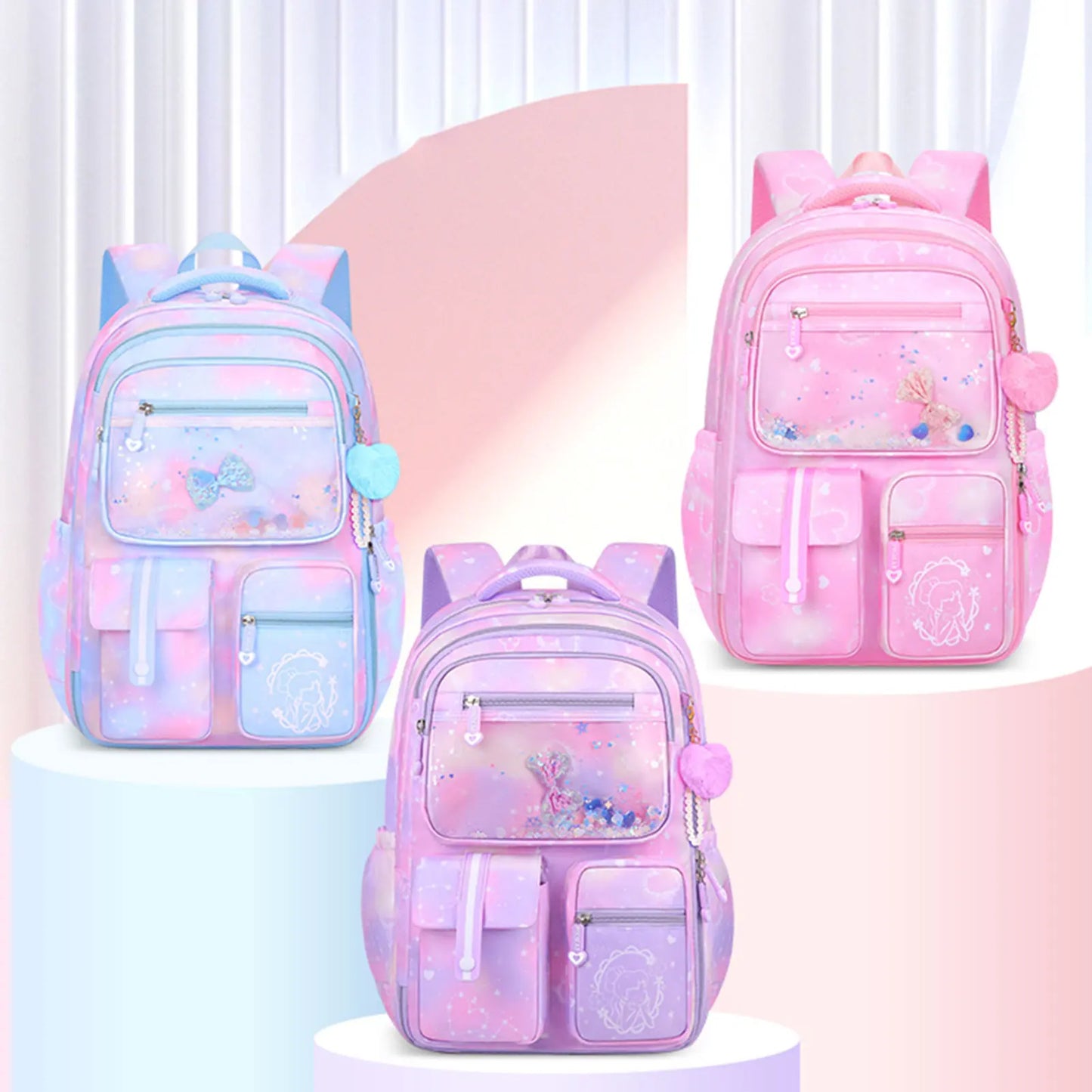 Cute Backpack for Primary School Student Stylish Portable Versatile Bookbag Breathable Preschool Books Bag