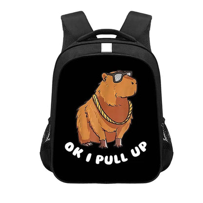 Kawaii Capybara Print Backpack Women Men Don't Worry Be Capy Children Student School Bags Laptop Kindergarten Rucksack Gift