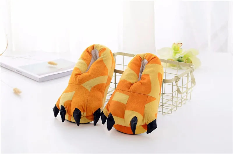 Animal Christmas Paw Slippers Super Soft Floor Noise Slippers Kids Boys Home Shoes Winter Warm Plush Slipper Women Indoor Shoes