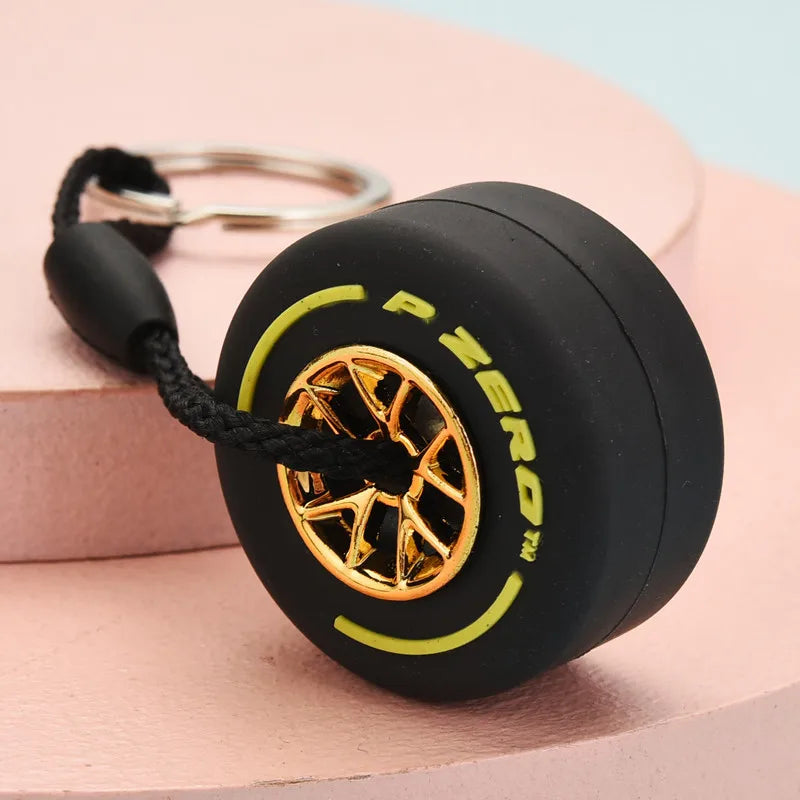 Luxury Mini F1 Racing Tire Keychain Car Key Accessories PVC Tyre Pendant Bag Charm Men's Gadgets Gifts For Friends Car Lovers