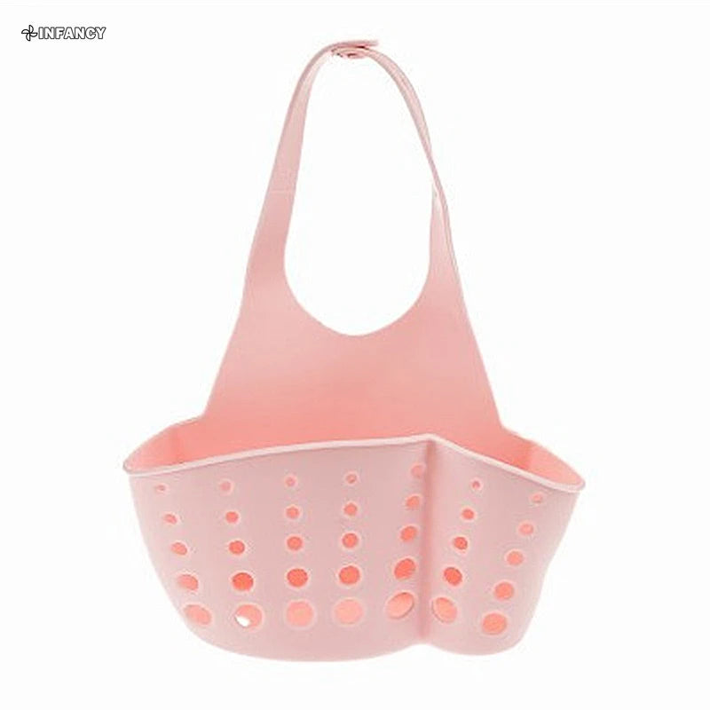 Kitchen Sink Drain Basket Faucet Hanging Bag Soap Sponge Holder Adjustable Silicone Drain Basket Kitchen Storage Accessories