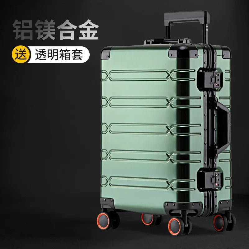 KLQDZMS High Quality 100% Aluminium Suitcases With Wheeled Trolleys Business Trip Large Capacity Rolling Luggage Travel Bag