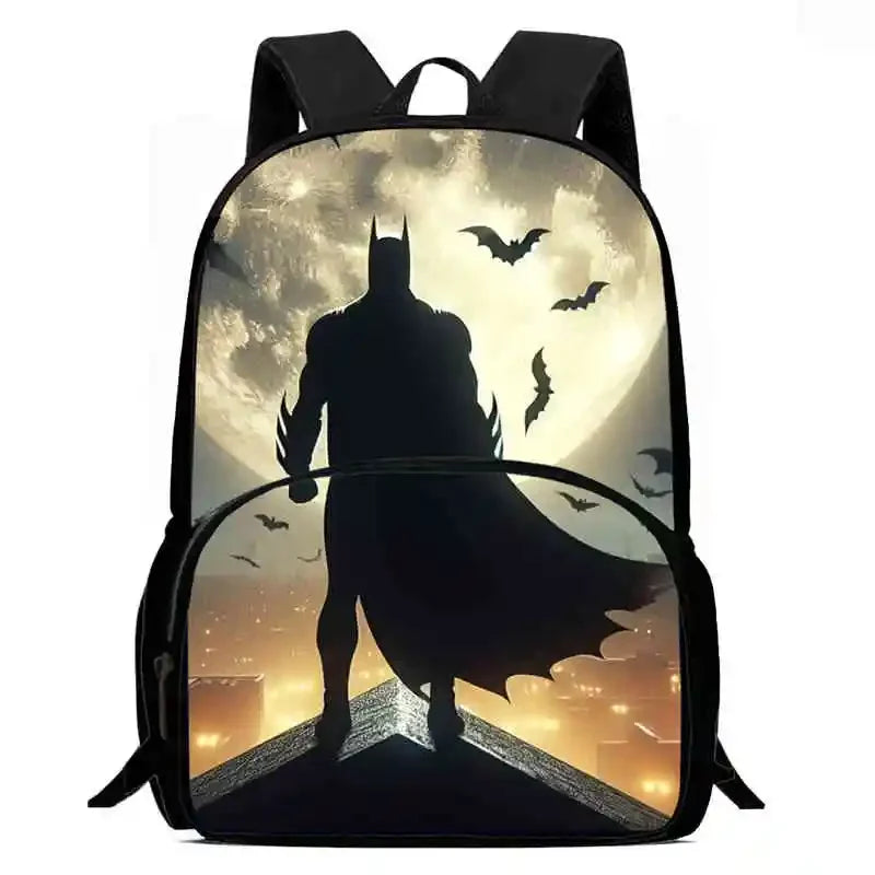 Cartoon Super Hero B-BatmanS School Backpack,Lunch Bags,Pencil Bags for 4-8 Years Old,Cartoon School Bags for Boy Girl Best Gift