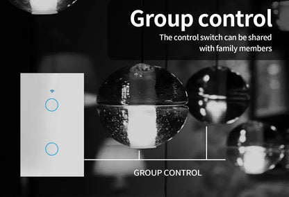 Tuya US WiFi+Bluetooth Smart Switches No Neutral Wire Required 1/2/3/4 Gang Light WiFi Touch Switch Work with Alexa Google Home