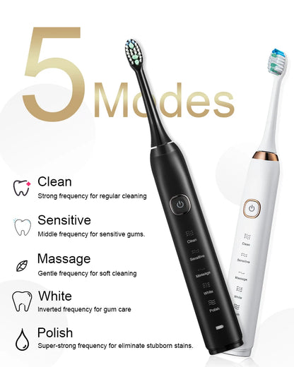 Smart Sonic Electric Toothbrush Ultrasound IPX7 Rechargeable Tooth Brush 5 Mode Smart Time Whitener Teethbrush Sarmocare S100