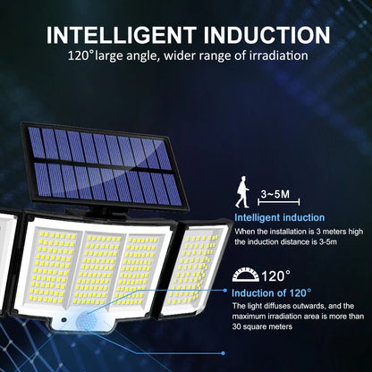 Solar Light Outdoor 328/348 LED Integrated Super Bright Motion Sensor Strong Power IP65 Waterproof 3 Working Modes Garden Wall