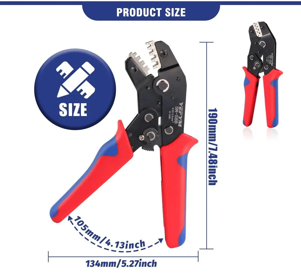 Non-insulated Open Barrel Crimping Tool SN-58B 23-16 AWG /0.25-1.5mm², Dupont Molex JST TE Terminals & EPC PCIE SATA Pins