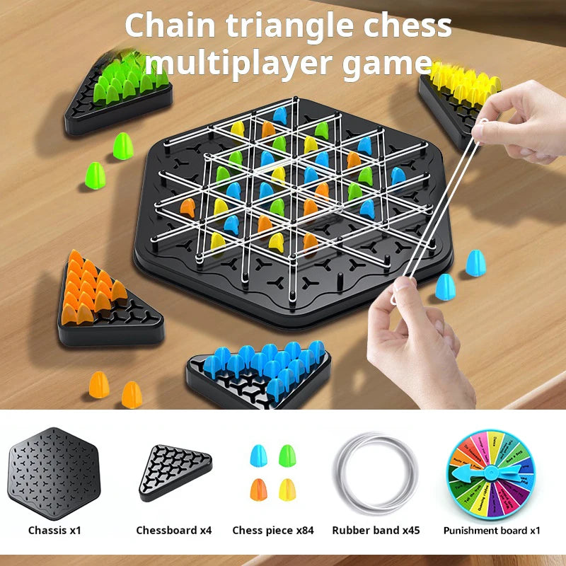 Chain Triangle Chess Game Triggle Rubber Band Game Educational Interactive Game Battle Set For Family Party Gift