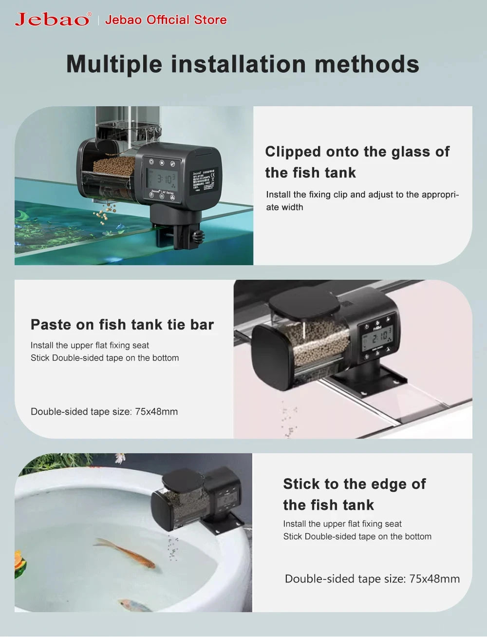 Jebao Jecod New Aquarium Fish Tank Feeder Intelligent Automatic Feeder Digital Timing Wifi Wireless Remote Control Fish Feeding