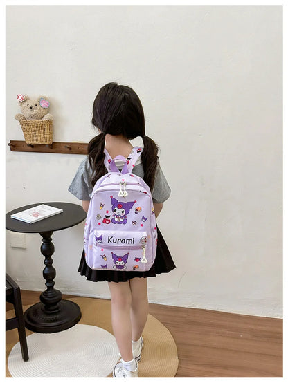 Sanrio Kuromi Hello Kitty My Melody Cinnamoroll Cartoon Backpack Cute Pompom Purin Pochacco School Bag For Adults Kids Sac A Dos