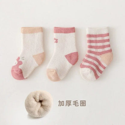 3Pairs/set Autumn New Style Thick Warm Baby Socks Newborn Baby Girl Boy Socks Children's Socks Infants for Winter