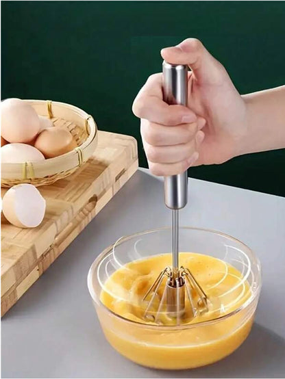 Semi-automatic Egg Beater 304 Stainless Steel Egg Whisk Manual Hand Mixer Self Turning Egg Stirrer Kitchen Accessories Egg Tools