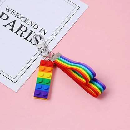 Bright Color Rainbow Building Brick Key Chain for Women and Men LGBT Gay Lesbian Punk Jewelry Accessories Pride Key Ring Gifts