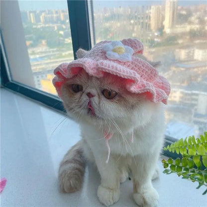 Decoration Cute Flower Cat Hat Funny Cospaly Headgear Pet Headgear Puppy Pet Cap Cute Pet Hat Cat Accessories Pet