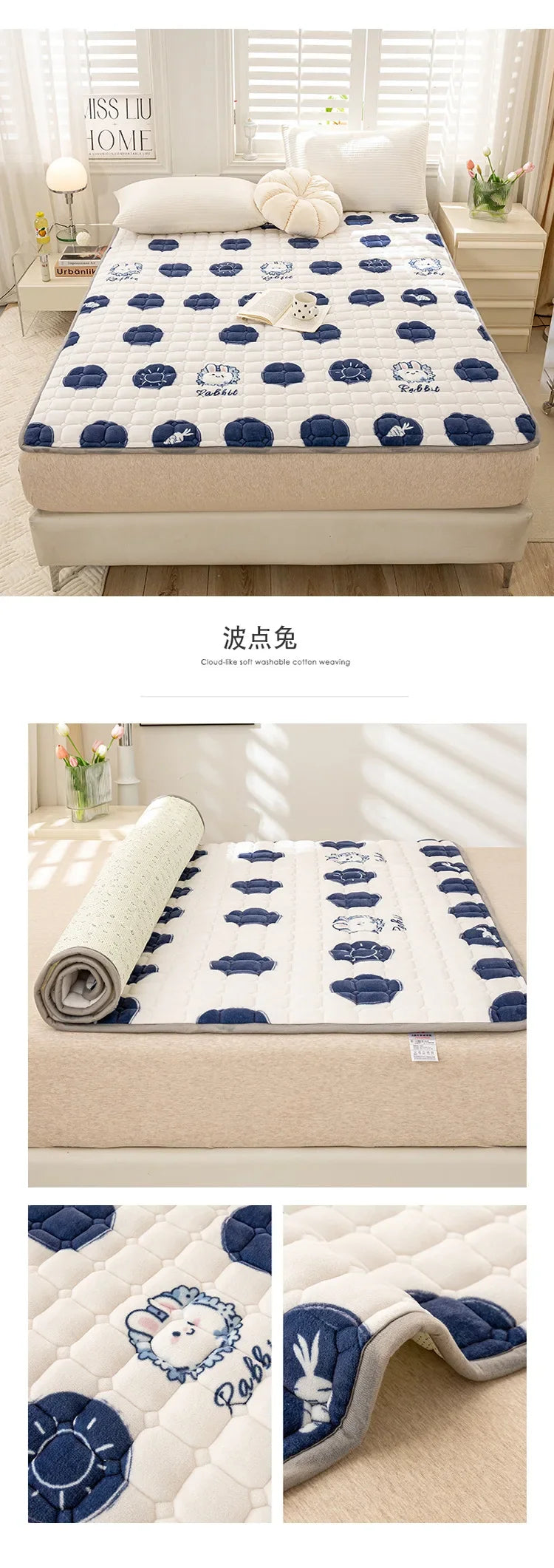 Winter Warm Mattress Toppers Home Textile Luxury Queen Size Bed Sheet Bed Cover Folding Thin Tatami Mat Mattress Protector Cover