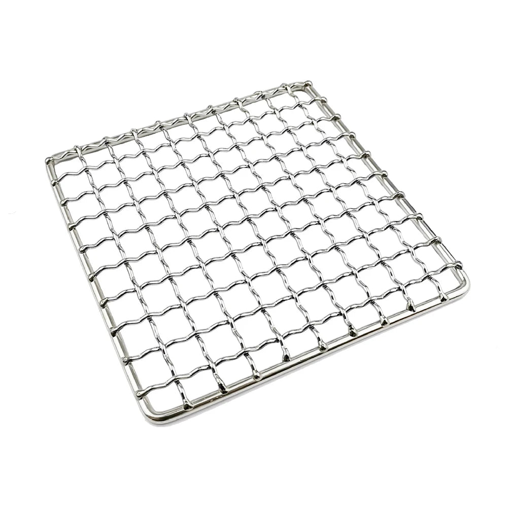 Stainless Steel Camping Grill Grate Mesh Pads Square Round Grilling Net Fire Cooking Outdoor Activities Traveling Picnic BBQ Pad