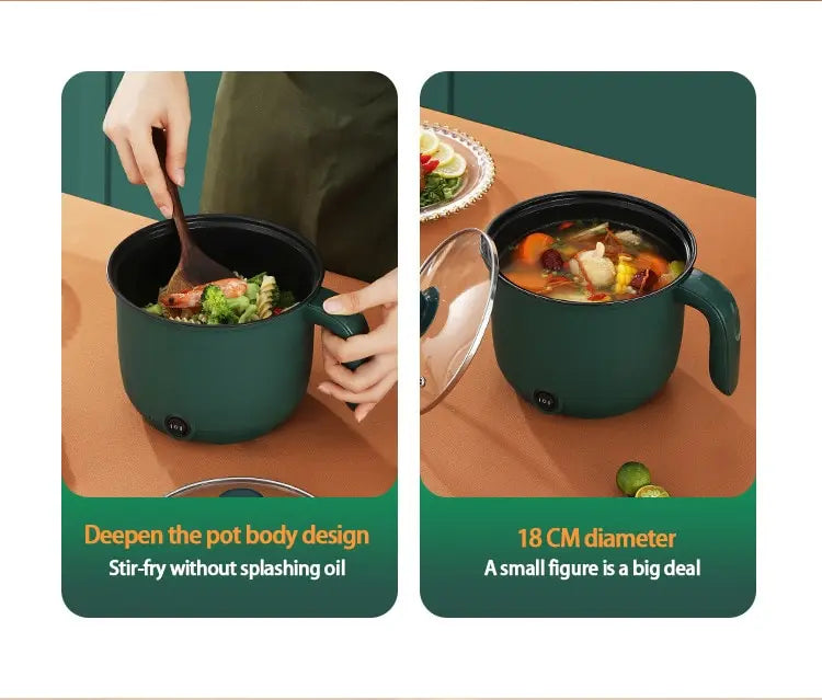 1.5L Capacity Mini Home Cooking Pot Multifunctional Rice Cooker Non Stick Pan Safety Material Potable Stockpot Utility Electrice