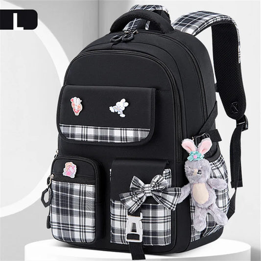 With Rabbit Pendant For Girls Orthopaedics Kids Backpack Kawaii Waterproof School bag Primary Bow Knot Schoolbag mochilas BOOK