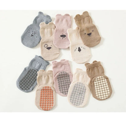 5 Pairs a Lot 2024 New Baby Floor Socks Toddler Girls Cute Indoor Walking Socks Infant Boys Non Slip Bottom Socks