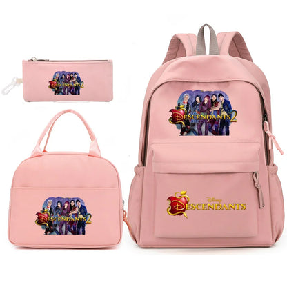 3pcs Disney Descendants Backpack with Lunch Bag for Women Student Teenagers School Bags Comfortable Travel Sets