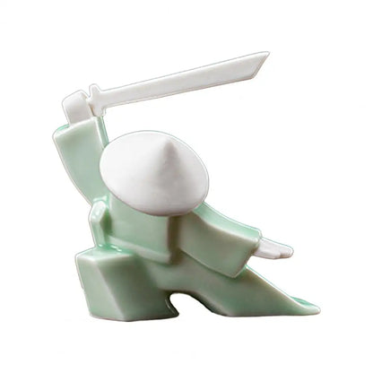 Incense Stick Burner Unique White-Porcelain Incense Stick Holder Chinese Ceramic Samurai Censer Holder Home Decor for Home