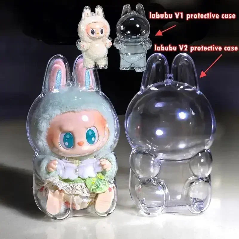 Protective Acrylic Case shell Transparent Portable Cable Organizer Box For Labubu V1 V2 Thickened Doll Bag Keychain Bags