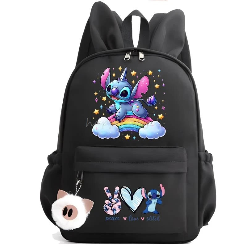 Hot Disney Lilo Stitch Backpack for Girls Boys Student Teenager Rucksack Women Casual School Bags Travel Rabbit Ears Mochila