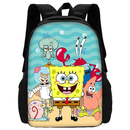 Cartoon Cute Child School Backpack with Lunch Bags ,Pencil Bags ,School Bags for S-spongebobS Boys Girls Best Gift